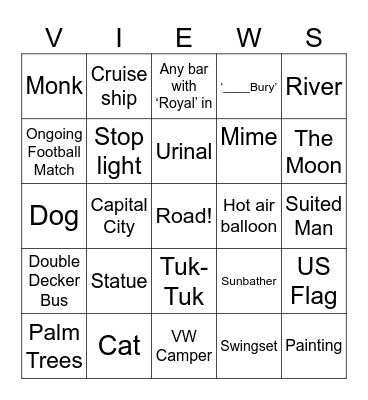 Street View Bingo Card