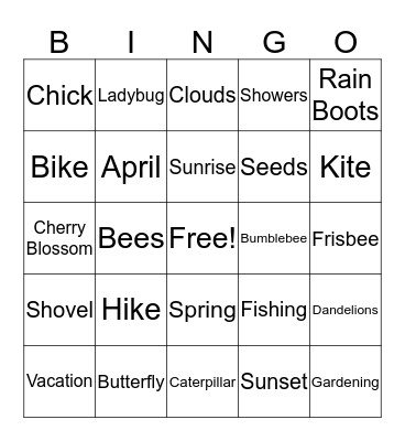 Spring Bingo Card