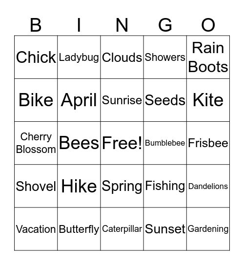 Spring Bingo Card