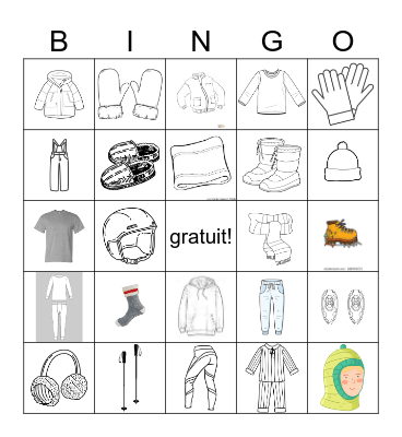 Les vêtements d'hiver! Bingo Card