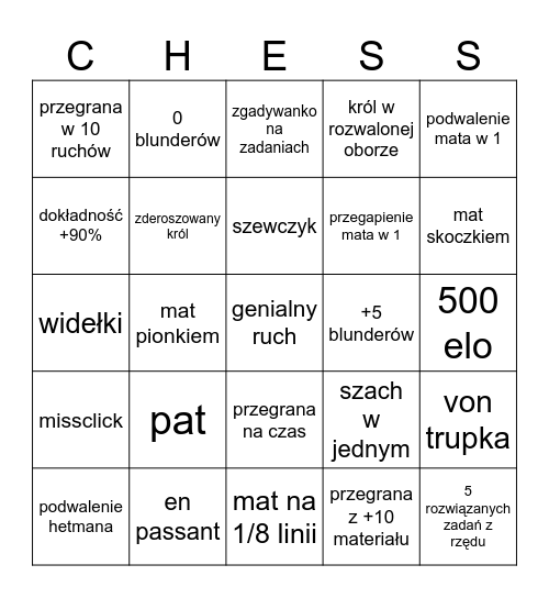 Chess Bingo Card