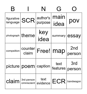 Vocabulary Week 25 Bingo Card