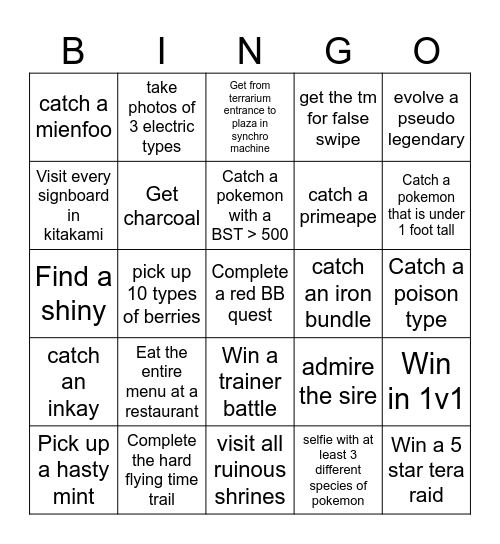 Scarlet and Violet Lockout Bingo Card