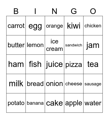 FOOD Bingo Card