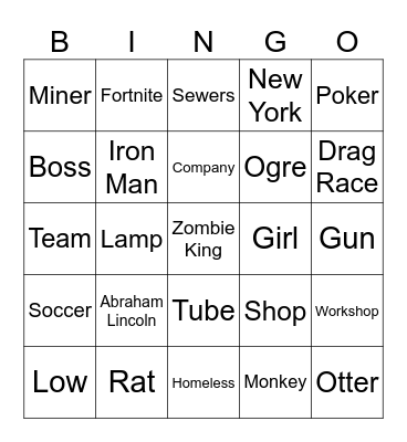 Infinite Craft Bingo Card