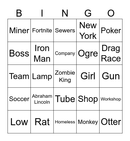 Infinite Craft Bingo Card