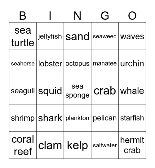 OCEAN BINGO!! Bingo Card