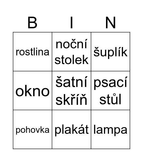 Wohnen + Möbel Bingo Card