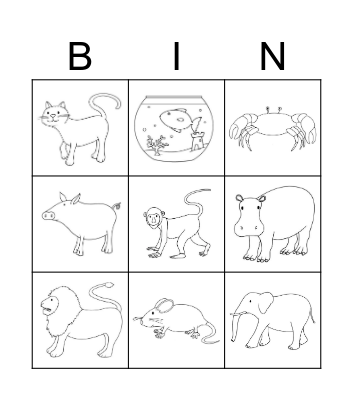 Animals Bingo Card