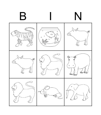 Animals Bingo Card