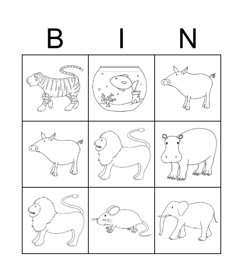 Animals Bingo Card