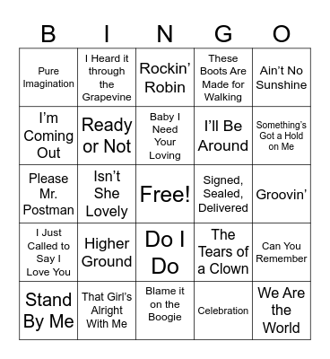 Motown Bingo - Young Family Reunion 2024 Bingo Card