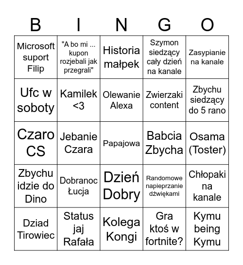 Ni3 wiem podcast serwer bingo Card