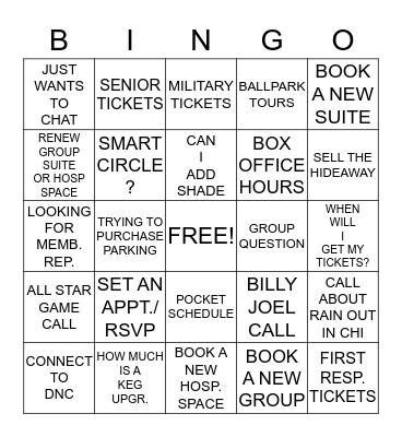 Group Sales Bingo! Bingo Card