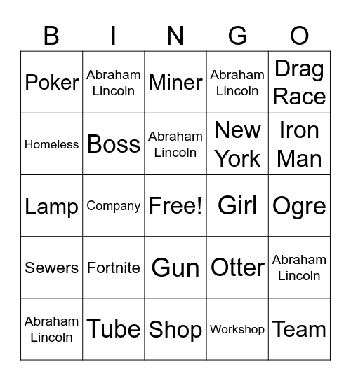 Infinite Craft Bingo Card