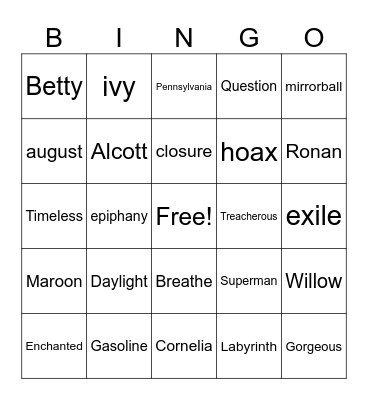 Ann Arbor Bingo Card