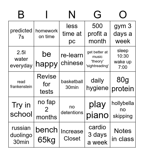 benis Bingo Card