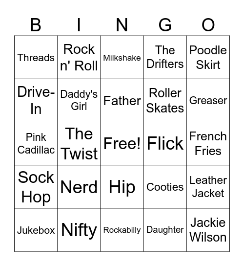 Father-Daughter Dance Bingo Card