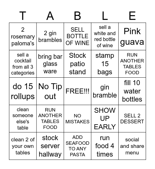 ITALIAN Bingo Card