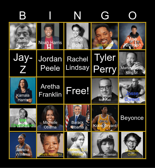 Black History Month Bingo Card