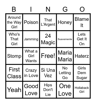 DJ G-Kue's Party Music Bingo V2 Bingo Card