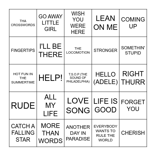 BILLBOARD #7S Bingo Card