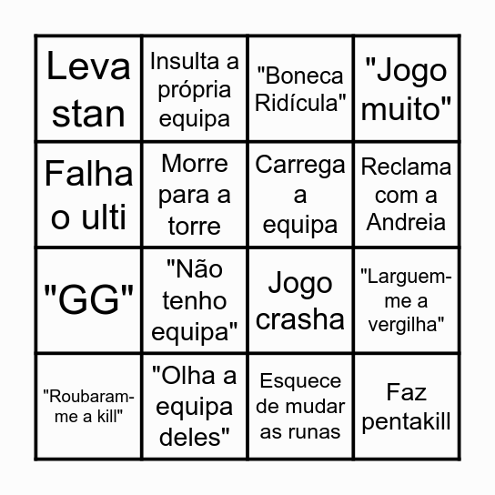 League of Iuri Bingo Card