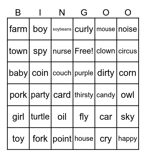 Phonics review Bingo Card