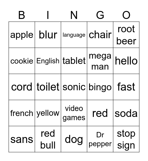 Random Things Bingo Card