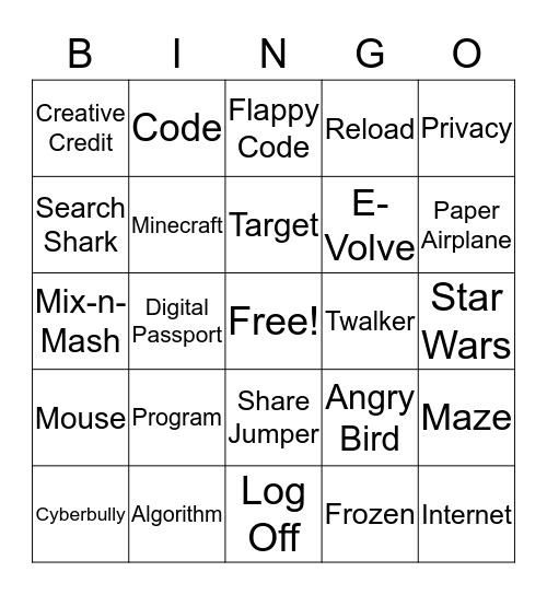 Technology Bingo Card