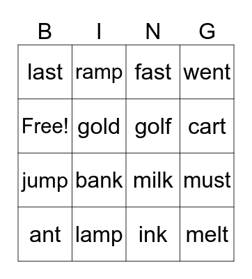 Final blends BINGO Card