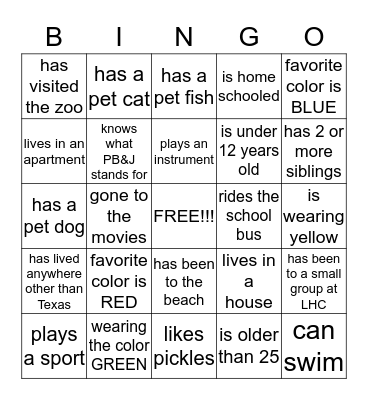 FIND A FRIEND WHO... Bingo Card