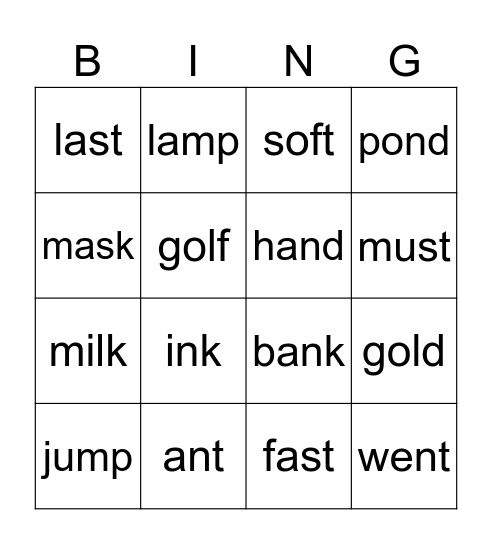 Final Blends Bingo Card