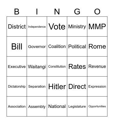 Government Bingo Card