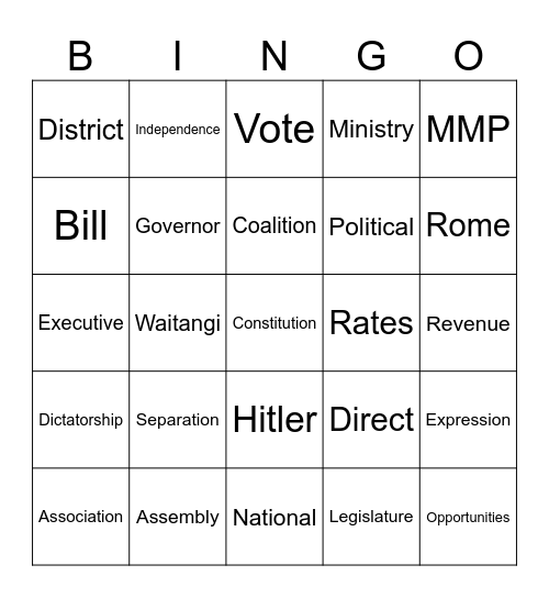 Government Bingo Card