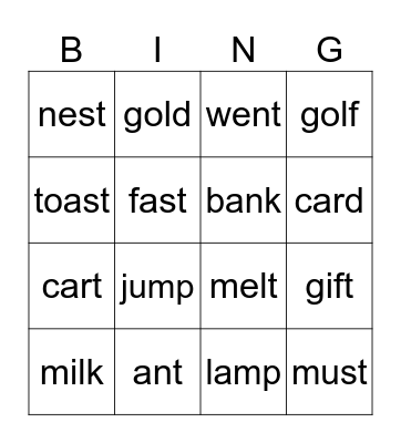 Final Blends Bingo Card