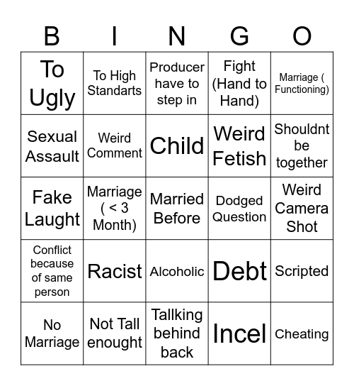 Love is blind bingo Card