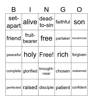 Who I Am in Christ Bingo Card