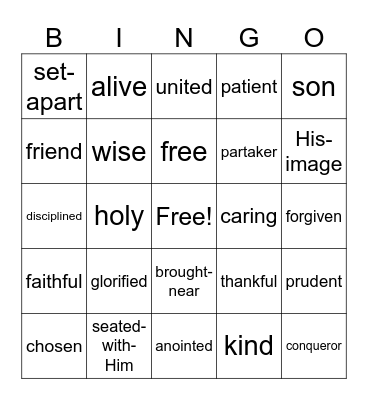 Who I Am in Christ Bingo Card