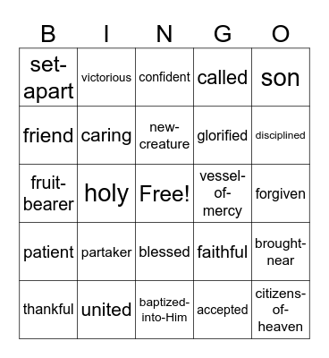 Who I Am in Christ Bingo Card