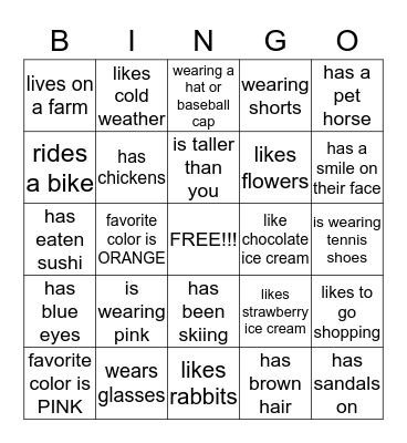 FIND A FRIEND WHO... Bingo Card
