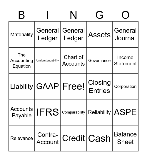 Accounting Bingo Card