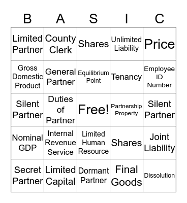 Business  Bingo Card