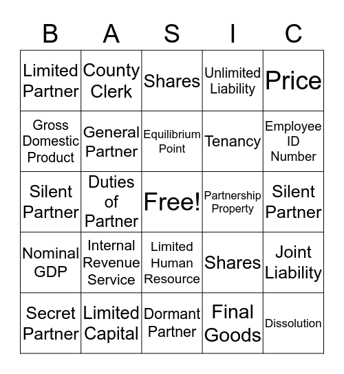 Business  Bingo Card