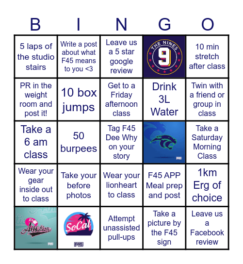 F45 DEE WHY Bingo Card