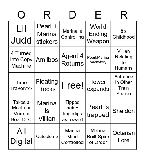 Side Order Predictions Bingo Card