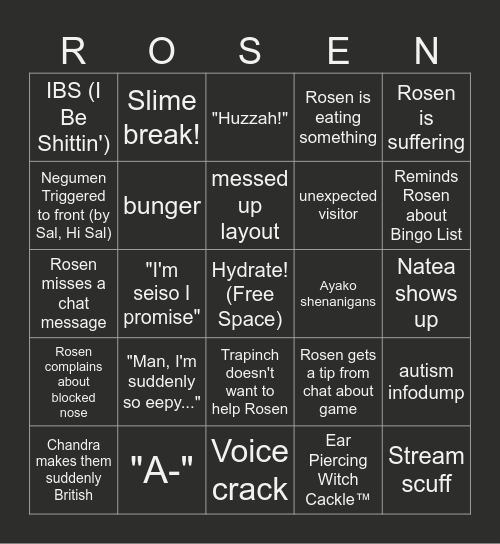 Rosenheim Stream Bingo Card