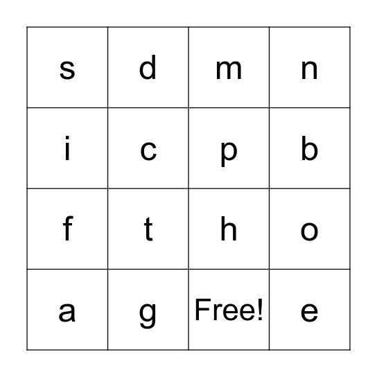 SW Unit 1, 2, 3 & 4 Sounds Bingo Card