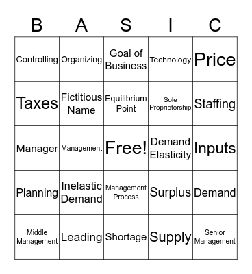 Business  Bingo Card
