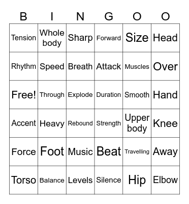 Elements of Dance Bingo Card